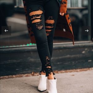 Mile High Distressed Skinny Black Jeans